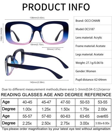 OCCI CHIARI Purple Narrow Rectangular Reading Glasses for Women - Stylish Unique 3.0x Readers - International Shipping Available - Buy Online on GoSupps.com