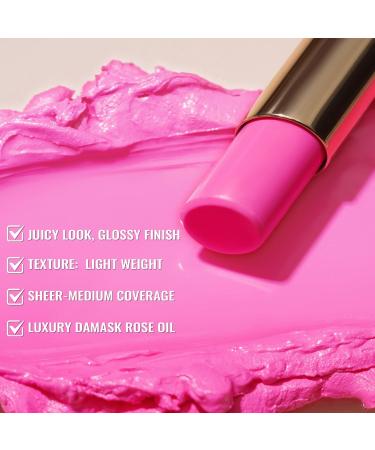 Oulac Moisturizing Shine Pink Lipstick 2 in 1 Glossy Bright Pink Tinted Lip Balm - 15Girl's Power Bright Pastel Pink - 0.07Oz - Buy Online on GoSupps.com