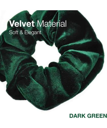 2 PCS Premium Large Dark Green Velvet Hair Scrunchies for Women, Girls, and Kids - Buy Online on GoSupps.com
