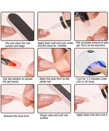 Biutee Poly Nail Extension Gel Kit - 9-in-1 Nail Builder Gel Trial Set with Slip Solution for Beginner Nail Art - Pink and Clear - Buy Online on GoSupps.com
