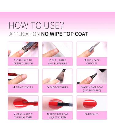 Jofay Fashion No Wipe Top Coat 15ml - Set of 2 Bottles | Long Lasting Glossy Finish | Soak off Gel Nail Polish for DIY Nail Art at Home and Salon Use - Buy Online on GoSupps.com