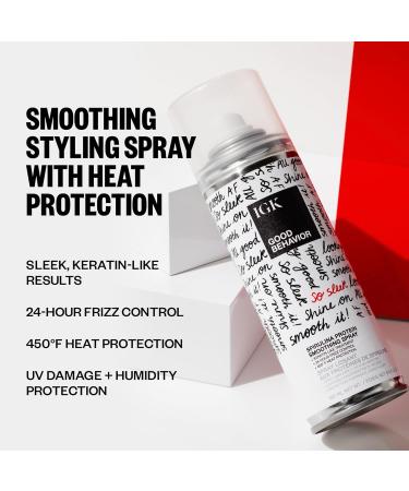 IGK GOOD BEHAVIOR Spirulina Protein Smoothing Spray | Keratin Like Treatment + Frizz Control + Heat Protectant | Vegan + Cruelty Free | 5.6 Oz (Pack of 2) 5.6 Fl Oz (Pack of 2) - Buy Online on GoSupps.com