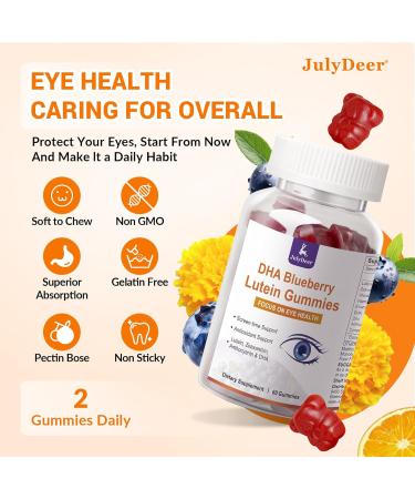 Lutein and Zeaxanthin Gummies Supplements Support Eye Health 9 in 1 with Vitamin E and C B-carotene DHA Zinc Anthocyanin (Blueberry Extract) Complex Probiotics Non-GMO Gluten Free I 60 Gummies 1 bottle - Buy Online on GoSupps.com