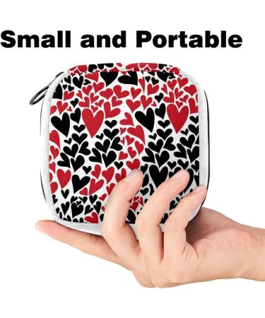GIAPB Sanitary Napkin Storage Bag | Period Tampon Makeup Pad Pouch | Black Red Hearts - 1685 - Buy Online on GoSupps.com