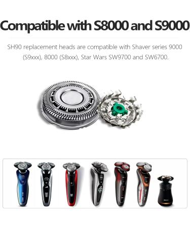 SH90 Replacement Heads for Philips Norelco S9000 & S8000 Series - Compatible SH90/62 - 3 Pack - Buy Online on GoSupps.com