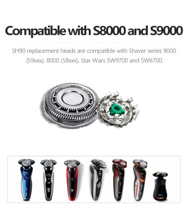 SH90 Replacement Heads for Philips Norelco Shaver S9000/S8000 Series - Compatible SH90/62 - 3 Pack - Buy Online on GoSupps.com