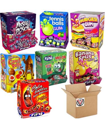 Fini Watermelon Missile Xplosion Tennis Balls Camel Balls Cola Bottles Burger & Banana Split Bubblegum Box 1kg(200 Counts) | Pick any two boxes | VIMIX - Buy Online on GoSupps.com