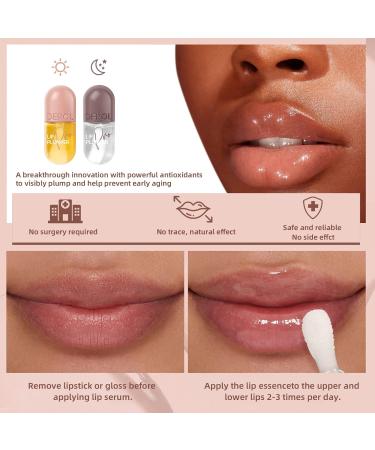 HOSAILY Lip Plumper Set - Natural Lip Enhancer Hydrating Gloss & Care Serum for Fuller Lips 8ML Day & Night Use - Buy Online on GoSupps.com