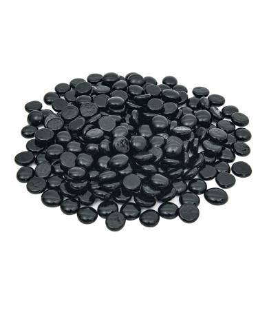Hisredsun 290 black glass stones 1.35 kg flat marble pearls vase filling stones fire chilling pebbles artificial crystal edel stones decorative glass stones for aquarium flowerpot landscaping 17-20mm 1.35kg black
