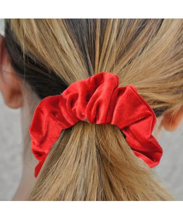 Hair Scrunchies for Women Velvet Scrunchy Hair Ties for Women Ladies Girls Hair Bands Elastic Soft Ponytail Holder Hair Bobbles Hair Accessories for Thick Thin Curly Hair Red - Buy Online on GoSupps.com