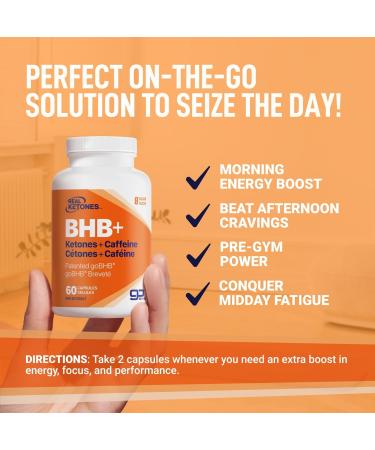 Real Ketones AM Caffeine Keto Pills - BHB Exogenous Ketones Capsules for Energy & Focus - 30 Servings - Buy Online on GoSupps.com