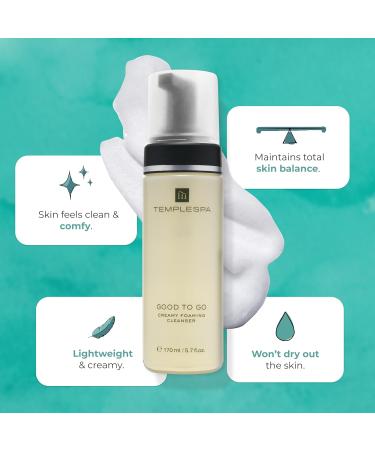TEMPLESPA Good to Go | Creamy Foaming Face Cleanser for Normal Skin | Lightweight & Cruelty-Free | Natural Ingredients | 5.7 fl.oz - International Shipping - Buy Online on GoSupps.com