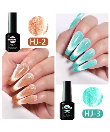 HOMOST Cat Eye Gel Nail Polish Set - 6 Sparkling Sea Blue Colors with Diamond Effect - Buy Online on GoSupps.com