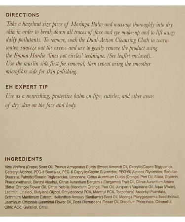 Emma Hardie Moringa Oil Cleansing Balm with Grapeseed Oil & Vitamin E - Makeup Remover & Microfiber Face Cloth Set - Buy Online on GoSupps.com
