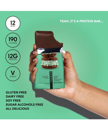 TRUBAR Vegan Protein Bar - It’s Mint to Be Chip | Gluten Free 12G Protein Dairy-Free & Plant-Based Snack | 12 CT - Healthy On-The-Go Treats - Buy Online on GoSupps.com