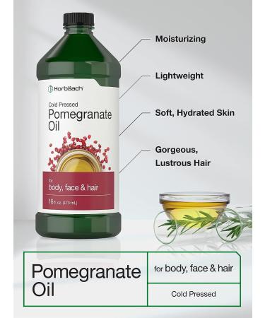 Pomegranate Seed Oil 16 oz | Face, Skin & Hair Moisturizer | Cold Pressed, Non Comedogenic | SLS & Paraben Free by Horbaach - Buy Online on GoSupps.com
