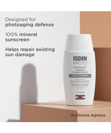ISDIN Eryfotona Ageless Tinted Mineral Sunscreen for Face SPF 50 Zinc Oxide Formula Helps Repair Sun Damage 1.7 Fl.Oz. Travel-Size Tube Water Resistant and Non-comedogenic - Buy Online on GoSupps.com