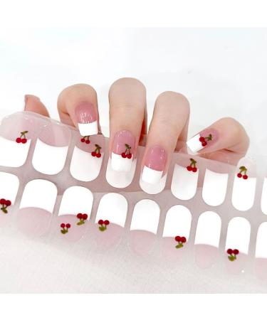 Ceboic UV gel nail foil 22 pieces of half-hardened UV gel strips self-adhesive gel nail stickers gel nail polish stripes long-lasting yellowish wraps for nail UV / LED lamp required (cherry) French cherry - Buy Online on GoSupps.com