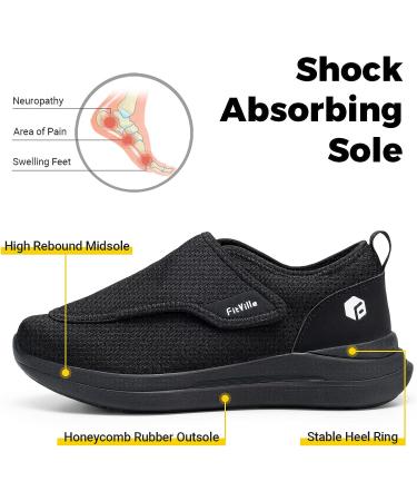 FitVille Men's Diabetic Shoes | Extra Wide Slip-on for Swollen Feet | Adjustable Walking Shoes for Neuropathy & Foot Pain Relief - Buy Online on GoSupps.com