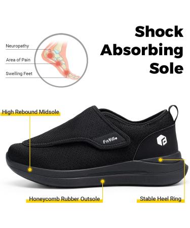 FitVille Diabetic Shoes for Men - Extra Wide Slip-on Walking Shoes for Swollen Feet - Foot Pain Relief Neuropathy - Easy Top Wings V2 - Size 10.5 X-Wide Black - Buy Online on GoSupps.com