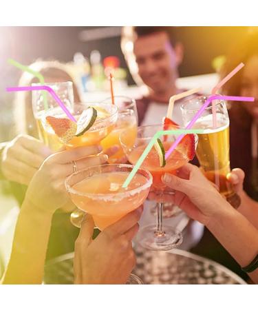 FOREVERIE 100 PCS Regular Plastic Flexible Bendy Straws Disposable for Drinking 0.24 Inch/6mm Diameter 8.27 Inches/21cm Length Soft Semi Clear Multi Light Colors Mix - Buy Online on GoSupps.com