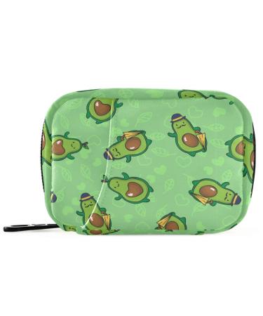 Green Avocado Travel Pill Organizer Case 7 Day Pill Box Holder Large Daily Medicine Organizer for Travel Family Business Vitamins Fish Oil Supplements