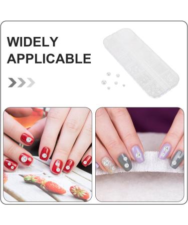  LALADEFIEE 2 Boxes Imitation Pearls Flat Round Pearls Nail Decorations Flat Half Round Pearls Nail Decoration Beige - Buy Online on GoSupps.com