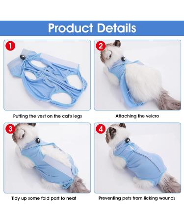 Cobee Professional Recovery Suit for Cats & Kittens | Abdominal Wound & Skin Disease Solution | Surgery Recovery & E-Collar Alternative (Size S Blue) - Buy Online on GoSupps.com
