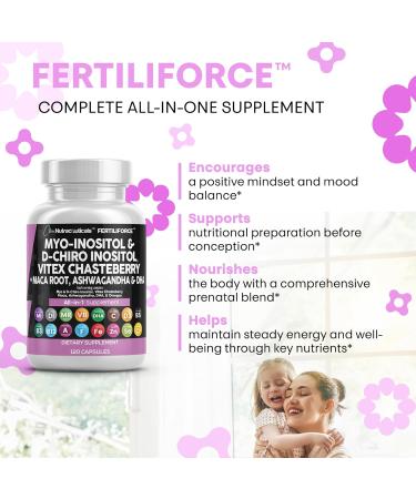 Myo-Inositol & D-Chiro Inositol 2050mg Fertility Supplement 40:1 Ratio - Prenatal Vitamins for Women with Ashwagandha Maca Root Vitex Chasteberry Iron DHA Folic Acid DIM Zinc - 2Pack - Buy Online on GoSupps.com