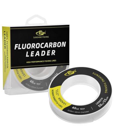 SF 100% Pure Fluorocarbon Leader Material Fishing Line Clear 6/8/10/12/15/20/25/30/40/50/60/80/100LB Virtually Invisible Sink Fast for Saltwater Freshwater 55Yds-6LB