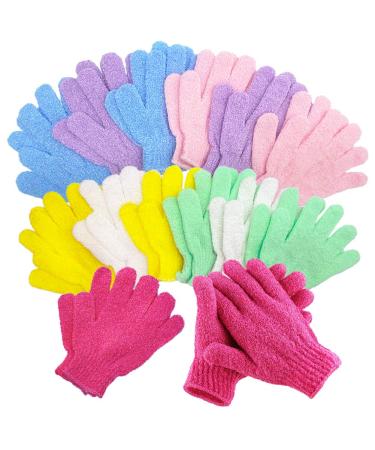 14 Pairs Exfoliating Gloves(7 Colors),Deep Cleansing Bath Gloves for Men and Women,Shower Scrub Gloves for Spa,Massage and Body Scrubs