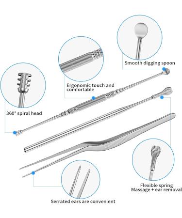 16PCS Stainless Spiral Ear Wax Removal Kit - Professional Ear Cleaner with Clean Brush and Metal Case - Buy Online on GoSupps.com