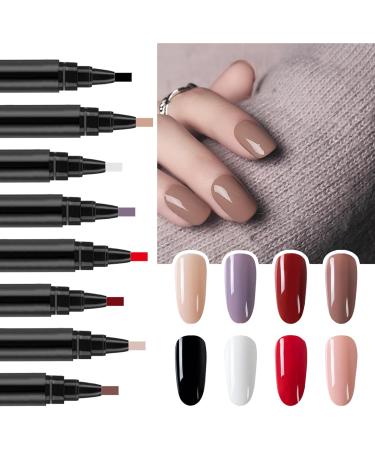 Nail Art Pens Set - 8 Colors 3-in-1 5ml One Step DIY Nail Gel Pen for Women Girls - Manicure Pedicure Varnish Pens for Home Salon - Buy Online on GoSupps.com