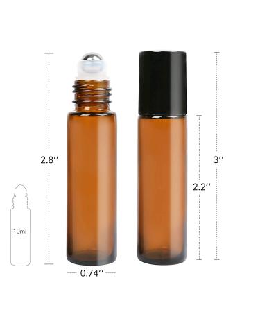 LotFancy 6pc 10ml Amber Glass Roller Bottles with Stainless Steel Roller Balls & Droppers - Buy Online on GoSupps.com