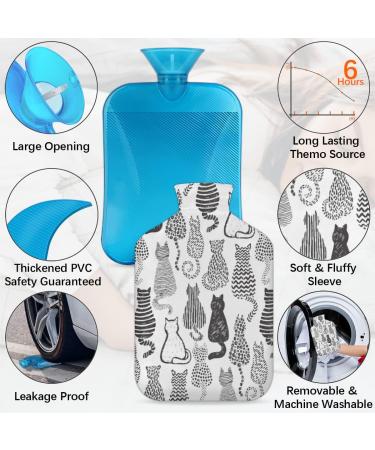 Hot Water Bottle with Cute Cat Cover 2L Capacity for Pain Relief & Comfort | Perfect for Menstrual Cramps & Aching Feet - Buy Online on GoSupps.com