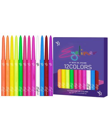 Naqqios Colored Liquid Eyeliner Colored Eyeliner | Quick-drying UV fluorescent liquid liner 12 waterproof colors Highly pigmented long-lasting eye makeup kit for festivals