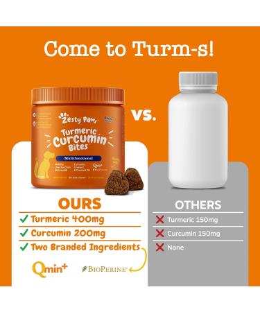 Zesty Paws Turmeric Curcumin Bites for Dogs - Bacon Flavor Soft Chews for Everyday Vitality (90 Counts) - Buy Online on GoSupps.com