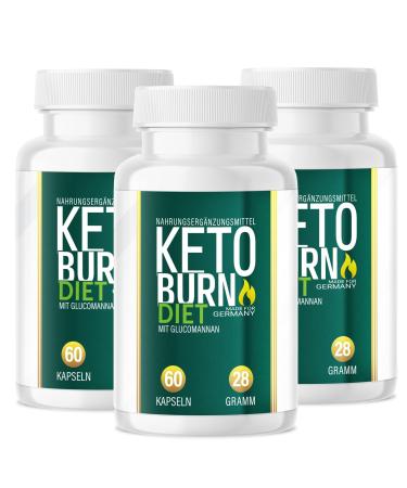 New: Keto Burn Diet - The original capsules with high -quality natural ingredients for women + men dietary supplements with glucomannan - 180 pieces