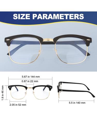 Buy Blue Light Blocking Glasses - 2 Pack Semi-Rimless Anti-UV Eyewear for Men & Women - Black/Gold & Clear - Buy Online on GoSupps.com