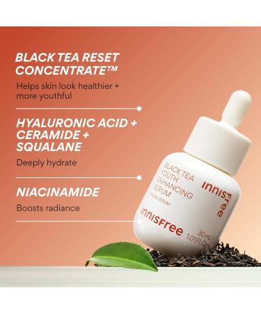 innisfree Black Tea Youth Serum Korean Anti-Aging Treatment with Niacinamide for Radiance Firm Skin Hydration and Visible Skin Renewal - Buy Online on GoSupps.com