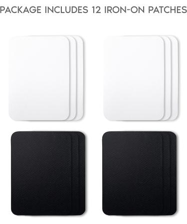 ZEFFFKA Premium Quality Fabric Iron-on Patches - 12 Piece Black and White Repair Kit - 100% Cotton - Size 3 x 4-1/4 - Strong Glue - Indoor and Outdoor Use - Buy Online on GoSupps.com