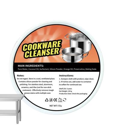 Cookware Cleaner - Polishing Stainless Steel Pan Cleaner Quick Oven Cleaner Fast Kitchen Supplies for Stubborn Rust Stains Household Hard Water Deposits Rowces 100g Set