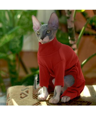 Hjyokuso Sphynx Cat Clothing | Warm Breathable Sweater for Cats | Catwear for Sphynx Cornish Rex Devon Rex & Peterbald | XXL Red Cat Shirt - Buy Online on GoSupps.com