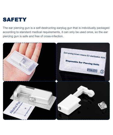 2Pcs Disposable Sterile Ear Piercing Kit - Manual Ear Piercing Gun with Silver Beads Studs - Buy Online on GoSupps.com