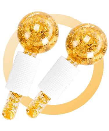 Ice Roller for Face, Ice Globes, Face Massager, Face Tools, Face Roller Skin Care, Cooling Globes, Globes for Face Neck & Eyes, Daily Beauty, Tighten Skin, Anti Ageing, Reduce Puffy and Wrinkle-Golden Gloden