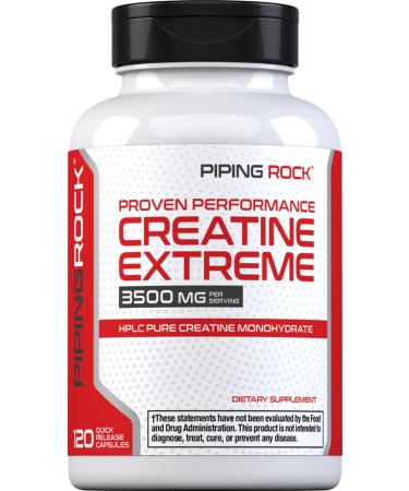 Piping Rock Creatine Monohydrate Capsules | 3500 mg | 120 Pills | Non-GMO Gluten Free Supplement