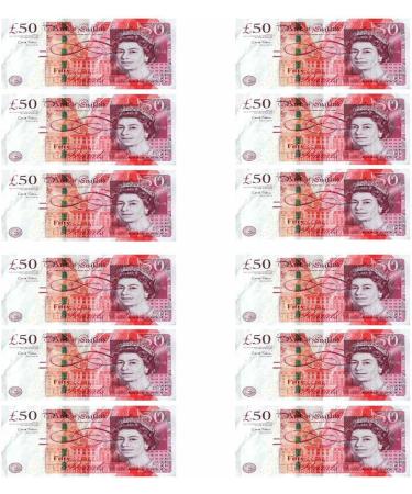 12x 50 Notes Edible Money Pounds Edible Rice Paper Cupcake Toppers Birthday Note - Buy Online on GoSupps.com