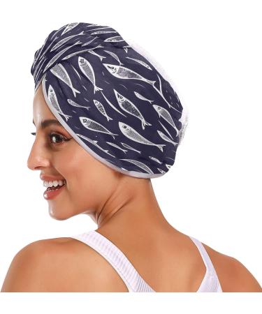 Super Absorbent Flock of Swimming Fish Hair Towel 2 Pack | Quick Dry Hair Turbans for Women & Girls - Buy Online on GoSupps.com