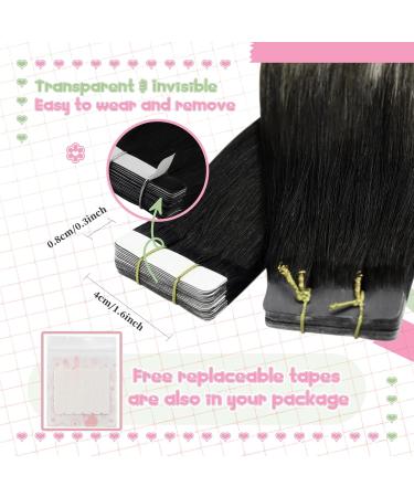 Youngsee Ombre Tape-In Hair Extensions - Real Hair 40cm Balayage Black & Silver 50g 20pcs Seamless - Perfect for Glamorous Looks - Buy Online on GoSupps.com
