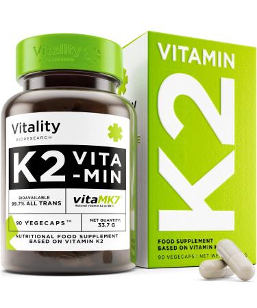 Vitamin K2 MK7 200mcg K2 Vitamin Supplement for Men and Women Vitamin K2 MK-7 Supports Heart Health Bones Joints and Immune System Vegan - 90 VIT K2 Capsules